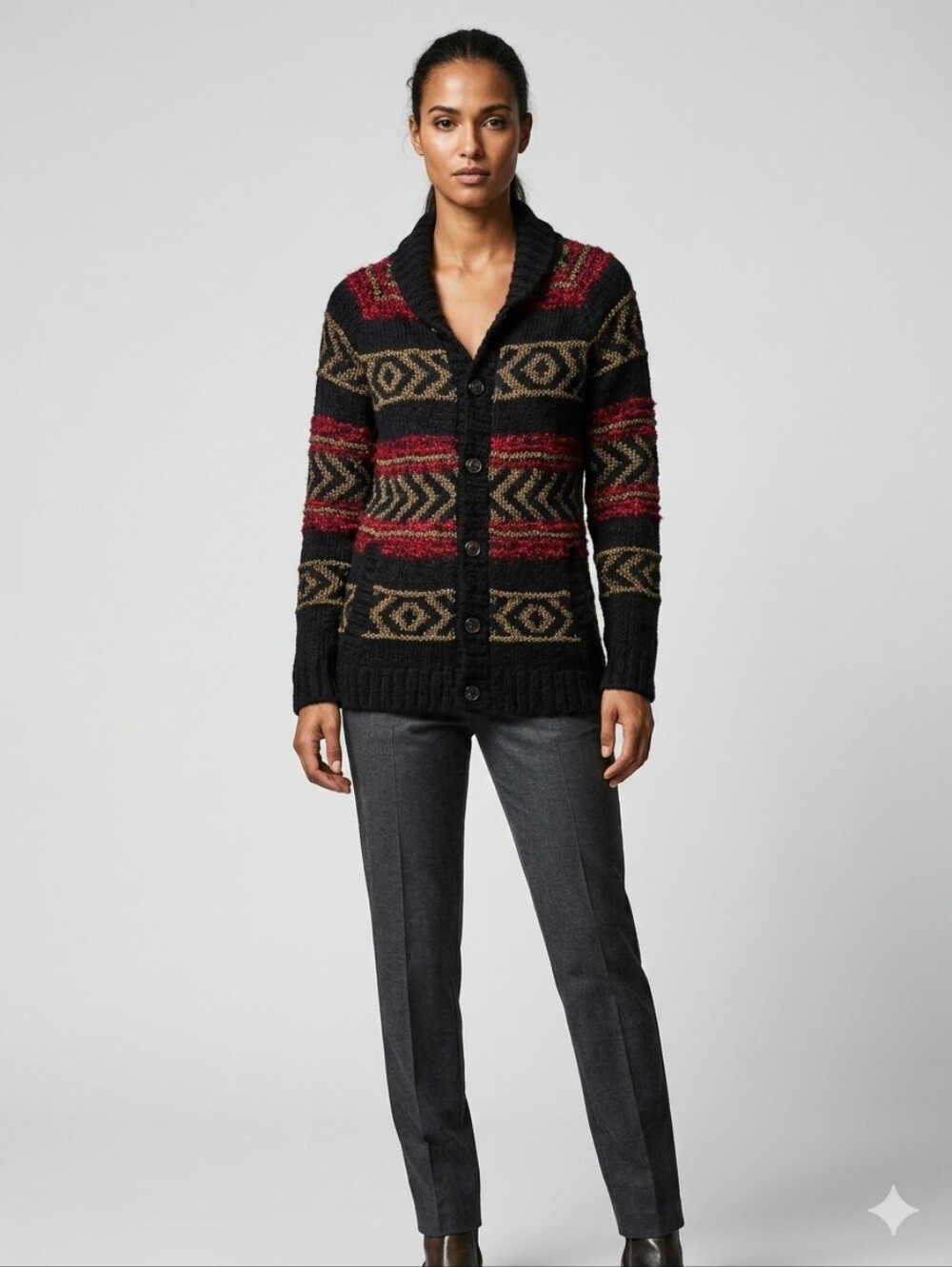 Scotch & Soda Tous Les Jours Black Red Metallic Gold Cardigan Size M Women's